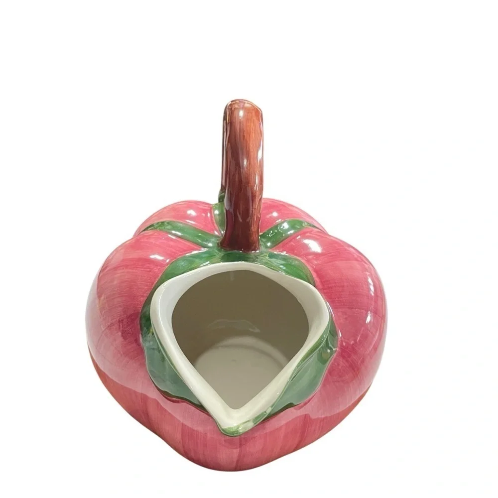 Vintage Majolica Style Hand Painted Tomato Pitcher Jug Made In Portugal Farm EUC